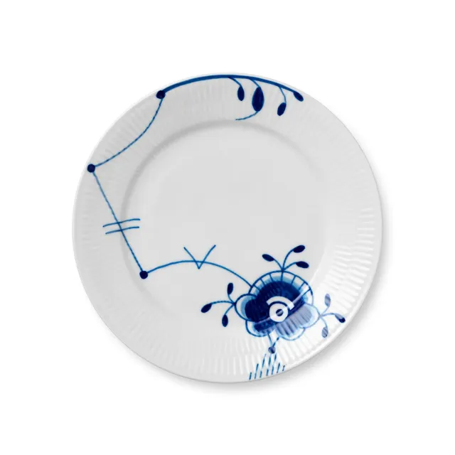 Kgl. Porcelæn Blå Mega Riflet tallerken 22 cm nr. 6