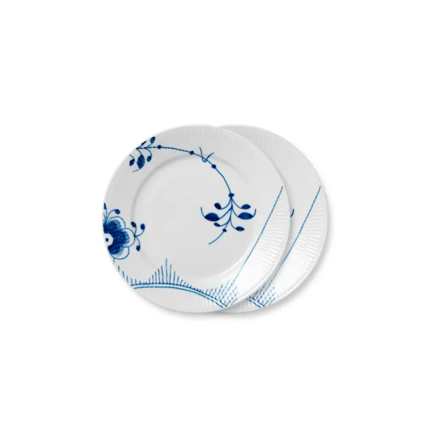 Kgl. Porcelæn Blå Mega Riflet tallerken 22 cm 2 stk nr. 2