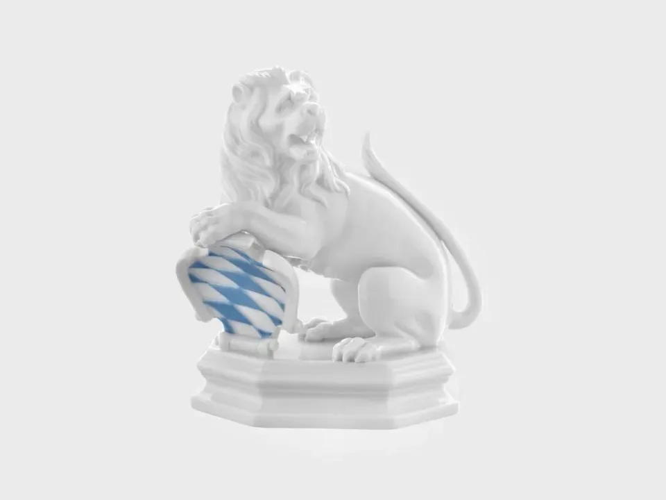 Nymphenburg Löwe løvefigur bemalt porcelæn lille