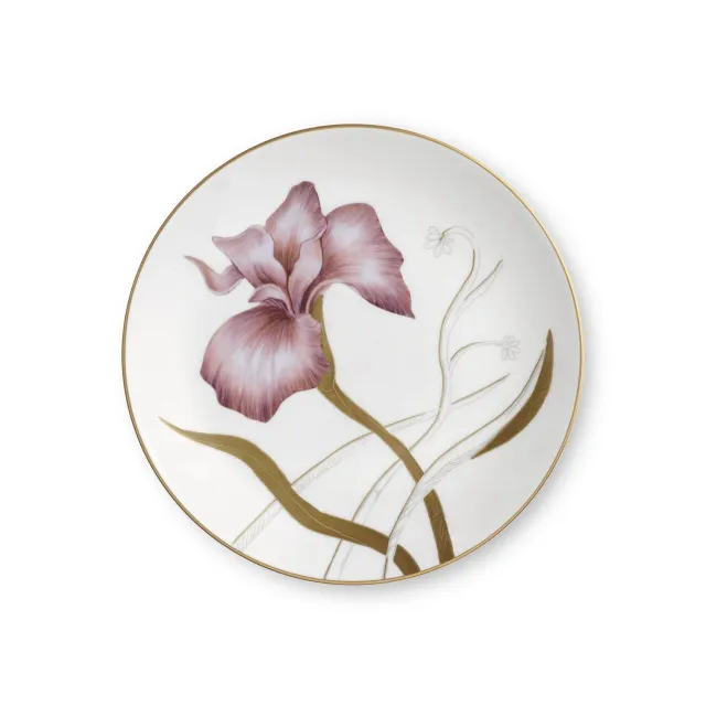 Kgl. Porcelæn Flora tallerken Iris 19 cm guldkant