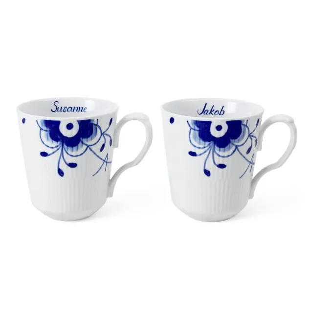 Kgl. Porcelæn Blå Mega Riflet kop Bespoke 38 cl 2 stk
