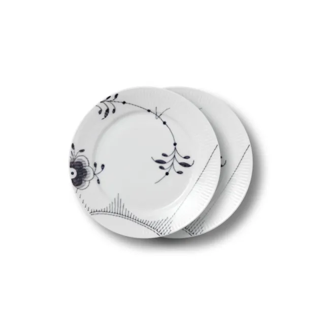 Kgl. Porcelæn Sort Mega Riflet tallerken 22 cm 2 stk