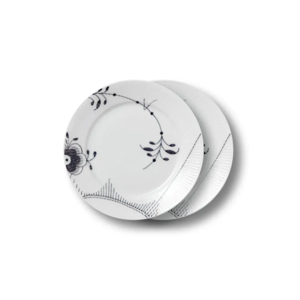 Kgl. Porcelæn Sort Mega Riflet tallerken 22 cm 2 stk