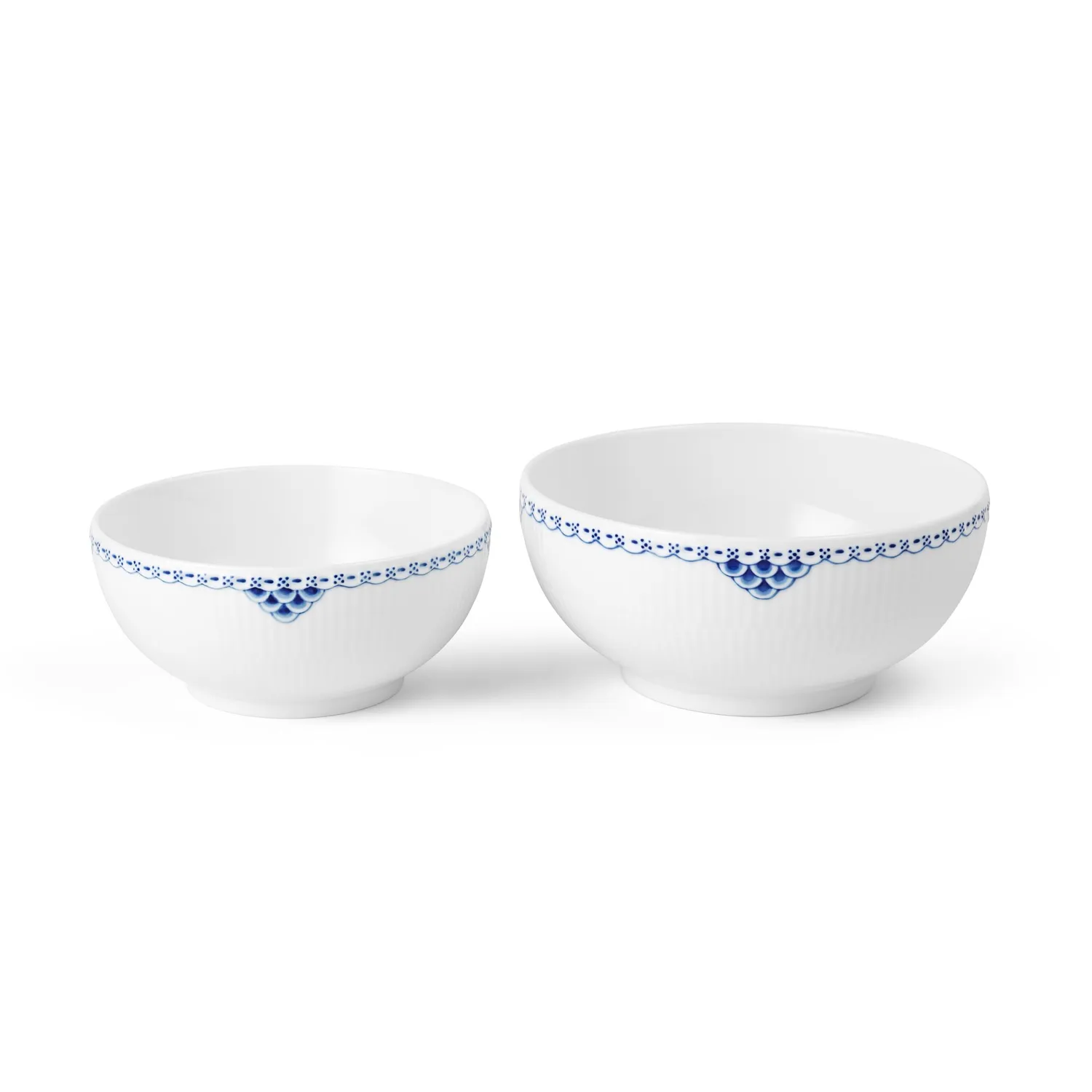 Kgl. Porcelæn Prinsesse skål 73 cl + 110 cl 2 stk blå
