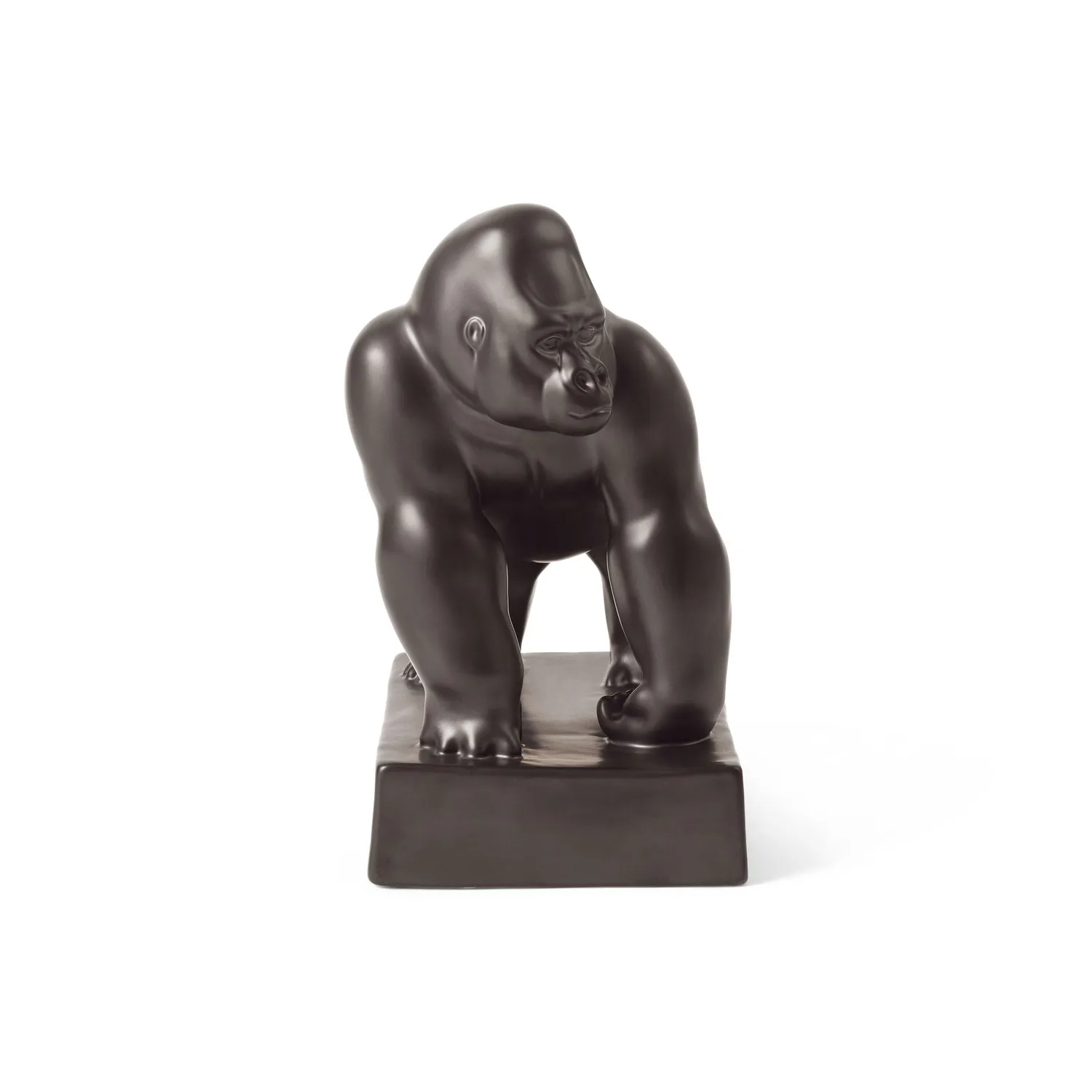 Kgl. Porcelæn Figurer stående gorilla 20 cm grafit
