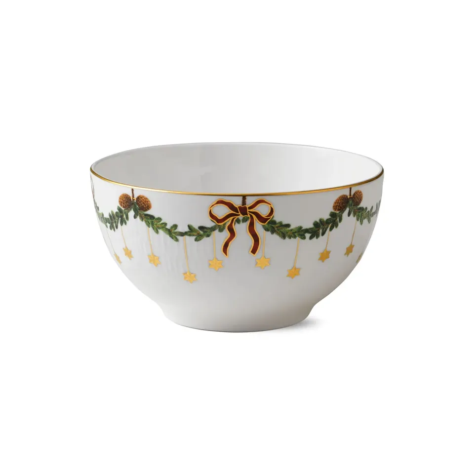 Kgl. Porcelæn Stjerne Riflet Jul skål 180 cl porcelæn
