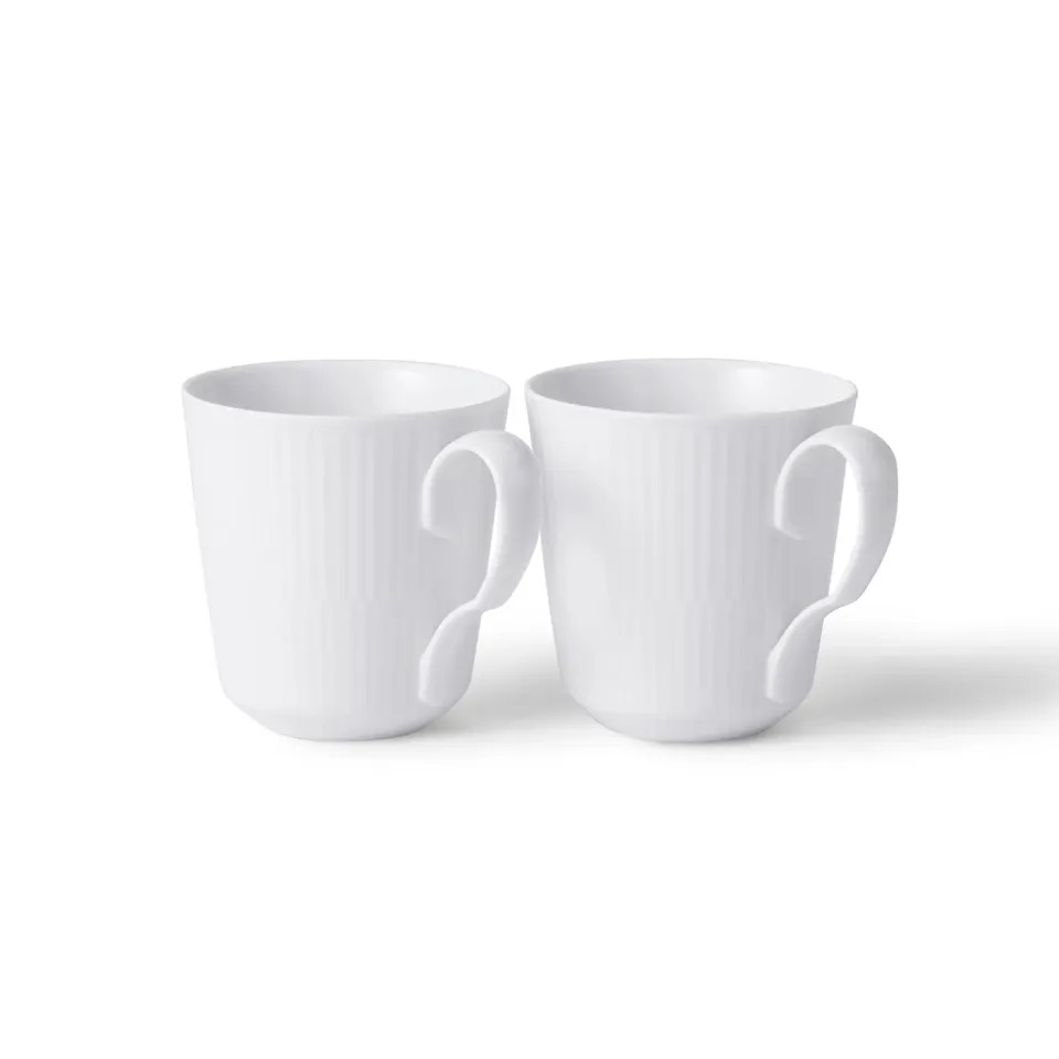 Royal Copenhagen Hvid Riflet kop 28 cl 2 stk hvid