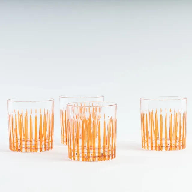 Les Ottomans CGT04 tumblerglas orange sæt 4 håndmalet