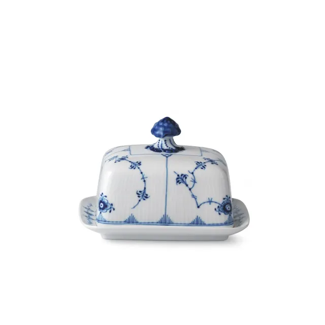 Royal Copenhagen Musselmalet Riflet smørskål 42 cl med låg