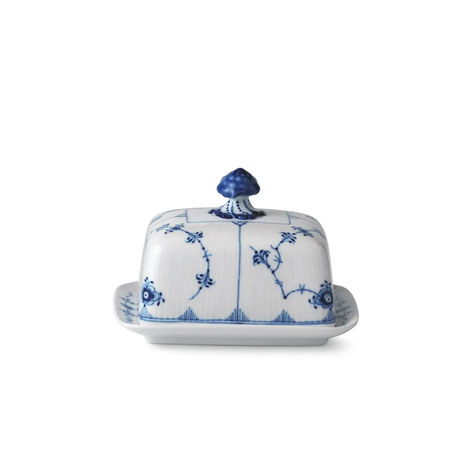 Royal Copenhagen Musselmalet Riflet smørskål 42 cl med låg