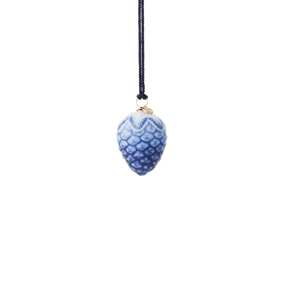 Kgl. Porcelæn Blå Samlerartikler grankogle ornament 5,5 cm porcelæn