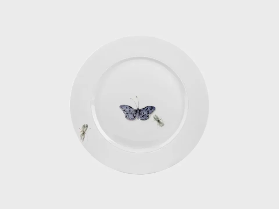 Nymphenburg Lotos Papilio tallerken 24cm håndmalet