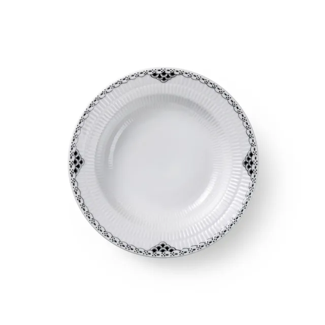 Kgl. Porcelæn Sort Blonde dyb tallerken 21 cm sort kant