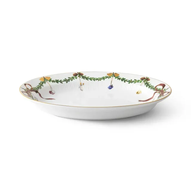 Kgl. Porcelæn Stjerne Riflet Jul fad 34 cm