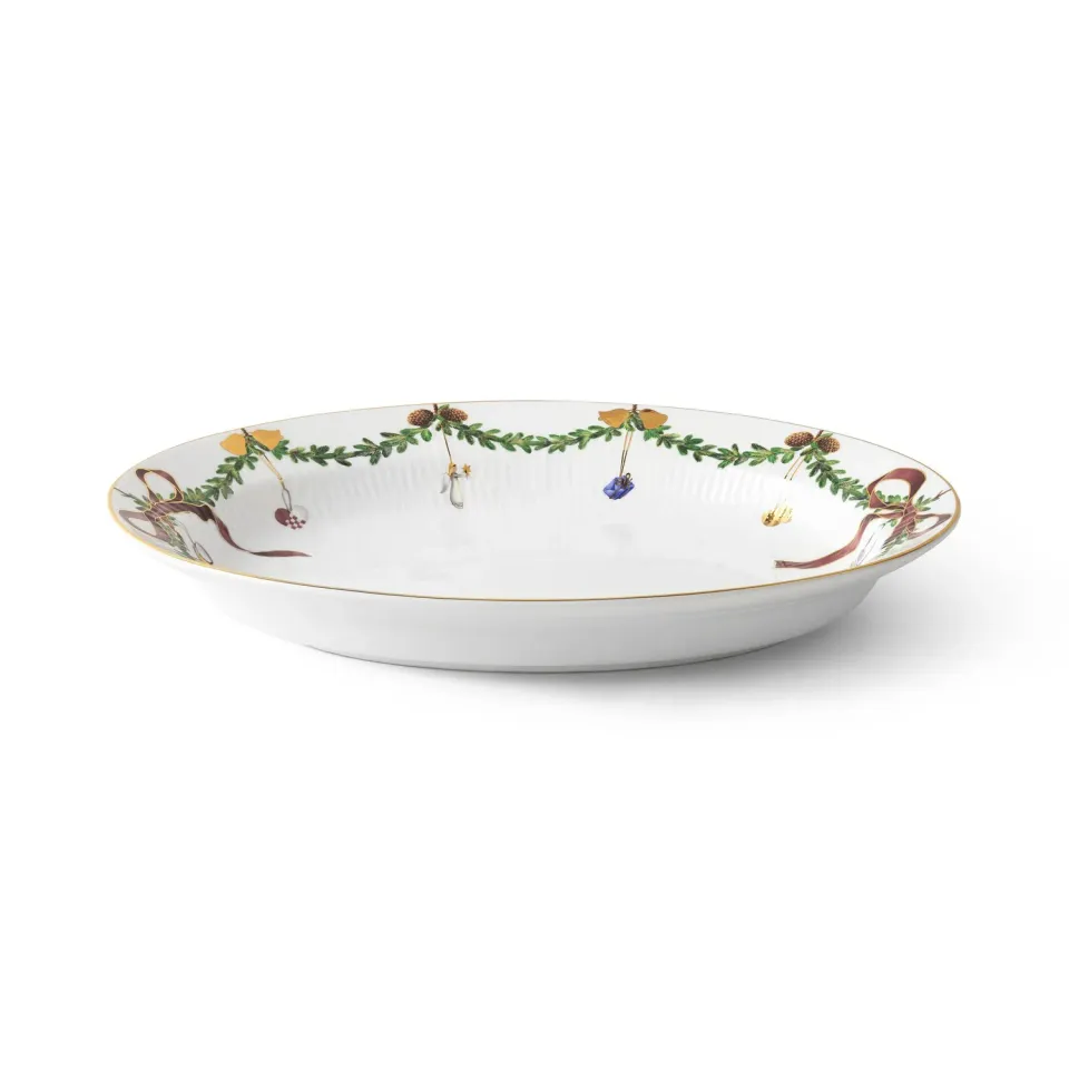 Kgl. Porcelæn Stjerne Riflet Jul fad 34 cm