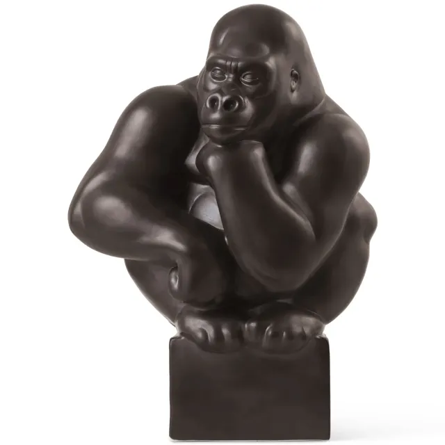 Royal Copenhagen gorillafigur 40 cm grafit hvilende