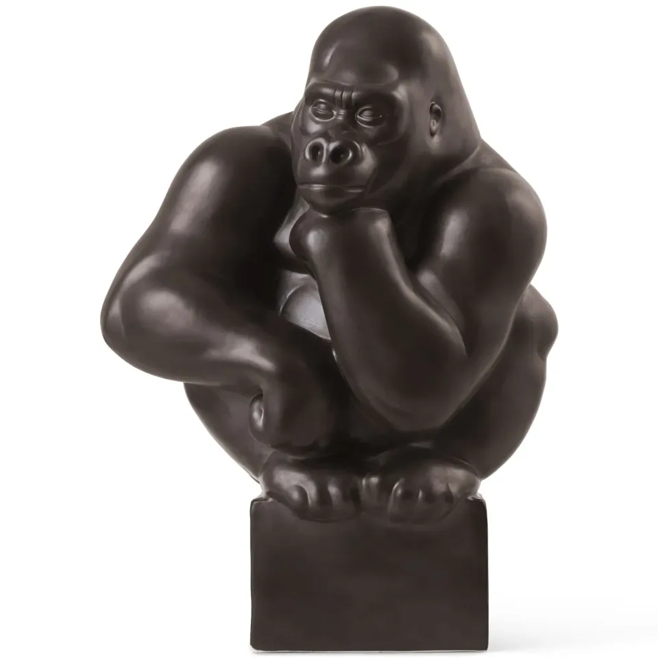 Royal Copenhagen gorillafigur 40 cm grafit hvilende