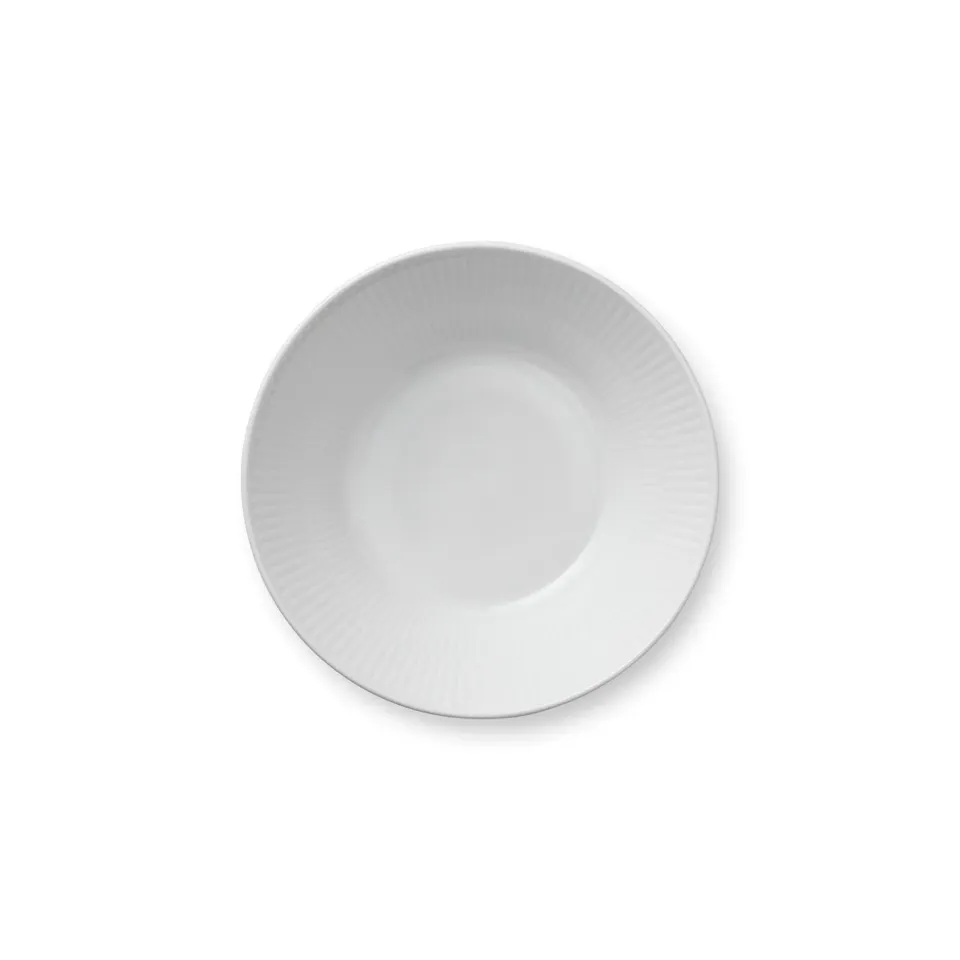 Kgl. Porcelæn Hvid Riflet dyb tallerken 17 cm hvid