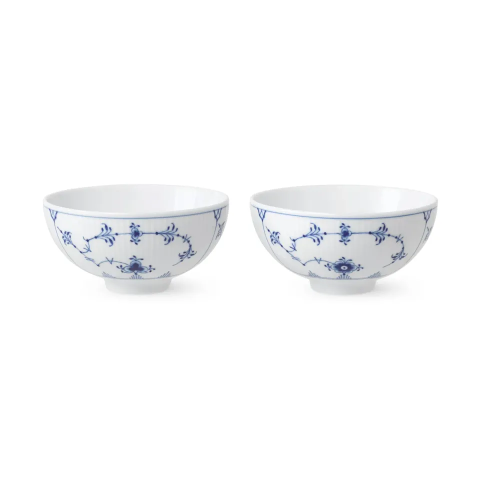Kgl. Porcelæn Musselmalet Riflet skål 30 cl 2 stk blå