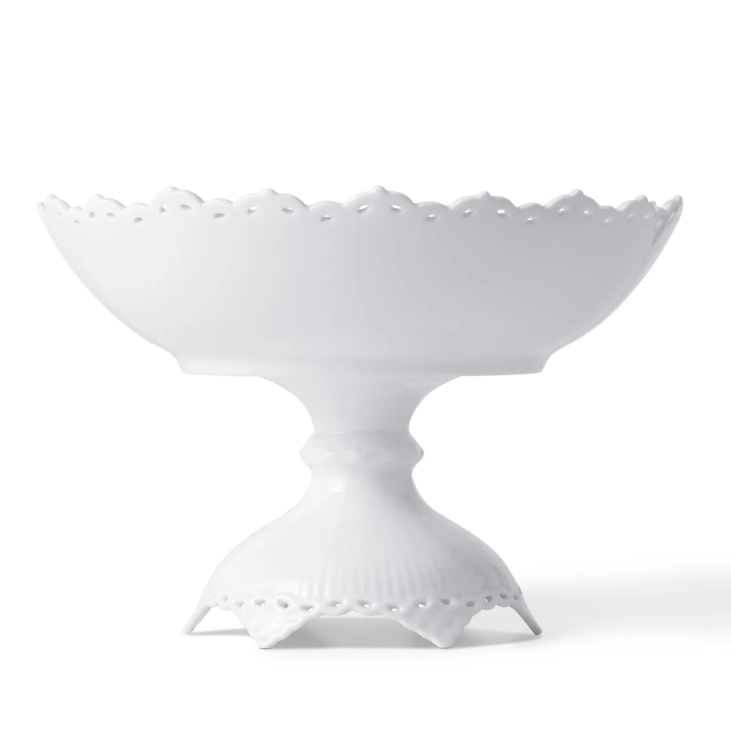 Kgl. Porcelæn Hvid Helblonde skål på fod 140 cl