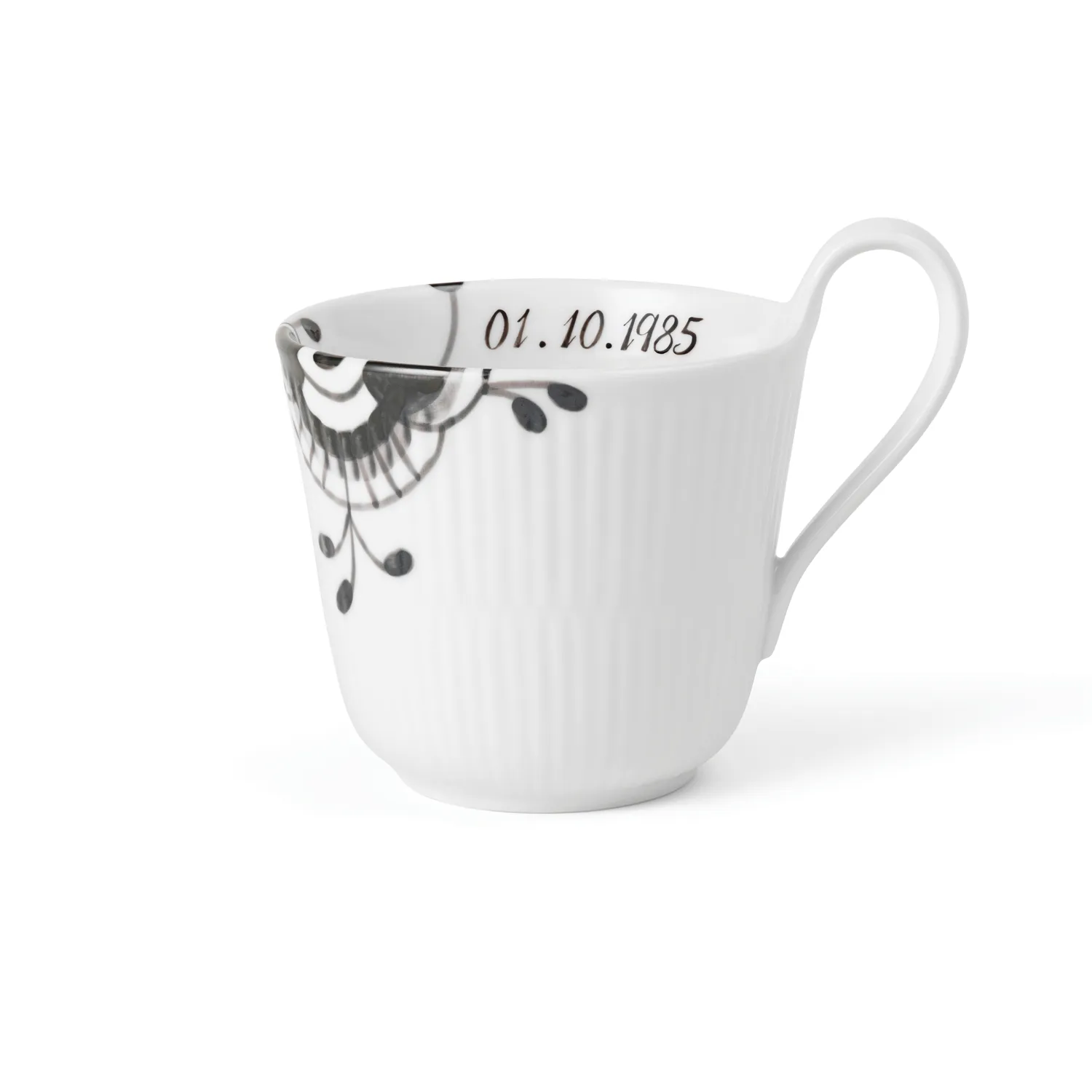 Kgl. Porcelæn Sort Mega Riflet højhankskop Bespoke 33 cl