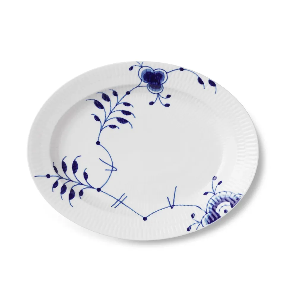 Kgl. Porcelæn Blå Mega Riflet fad 30,5 cm serveringsfad