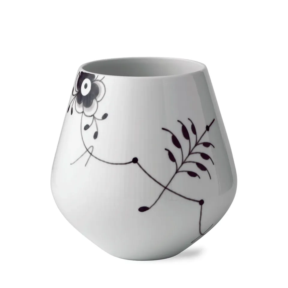 Kgl. Porcelæn Sort Mega Riflet vase 20,5 cm sort porcelæn