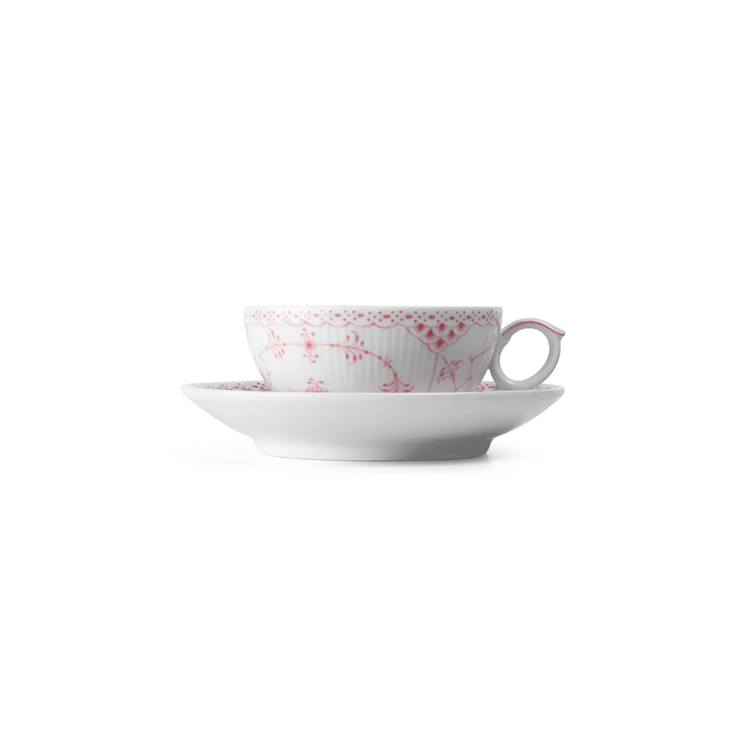 Kgl. Porcelæn Koral Halvblonde kop med underkop 20 cl koral