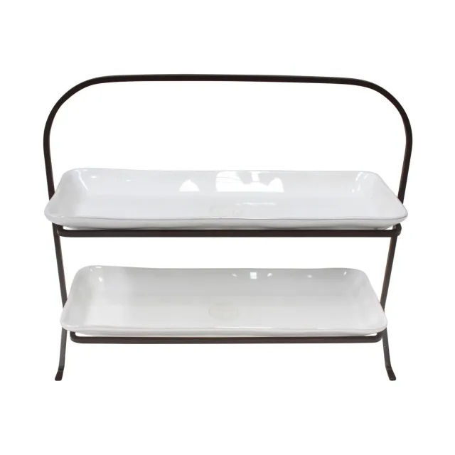 Costa Nova Nova etagere med 2 fade hvid blank