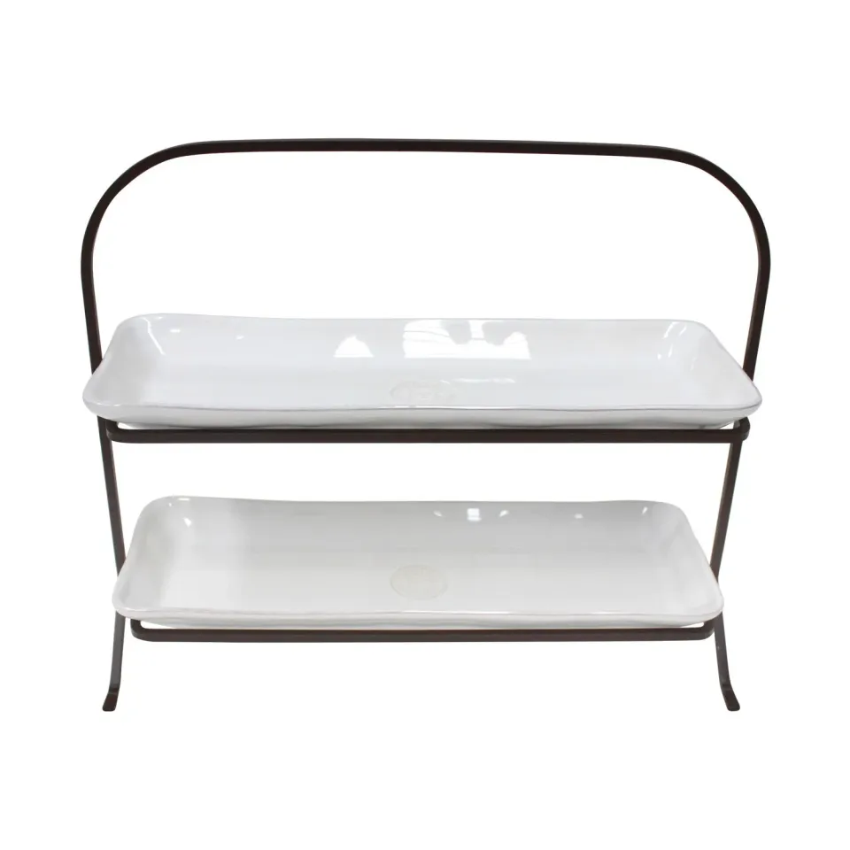 Costa Nova Nova etagere med 2 fade hvid blank