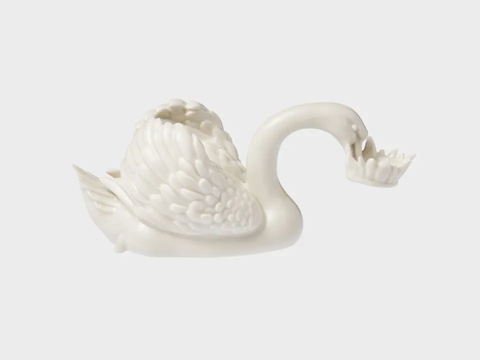 Nymphenburg Svane med Krone 976a porcelænsfigur elfenben