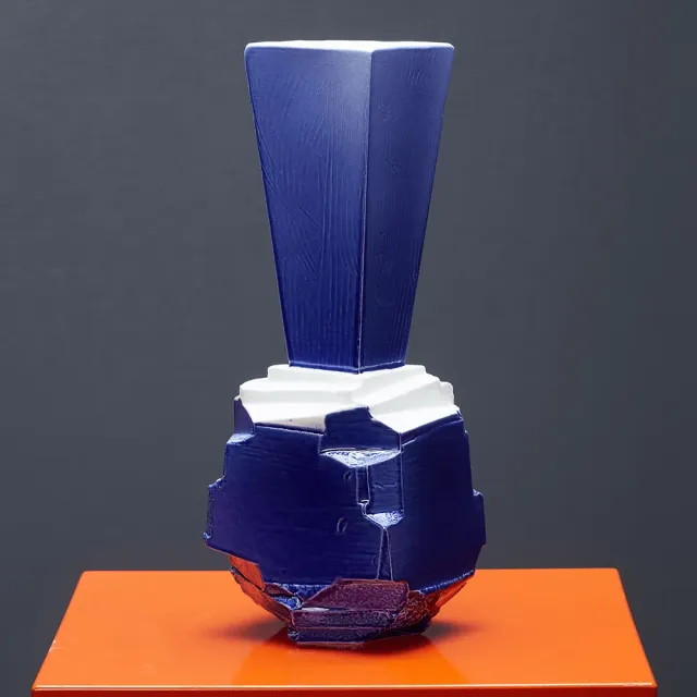 1882-Ltd Blå vase i stentøj blå glasur