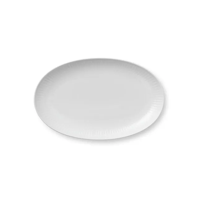 Royal Copenhagen Hvid Riflet asiet 23,5 cm oval porcelæn