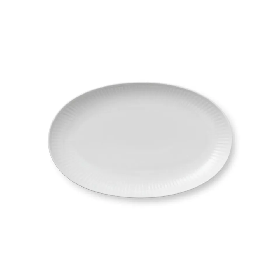 Royal Copenhagen Hvid Riflet asiet 23,5 cm oval porcelæn