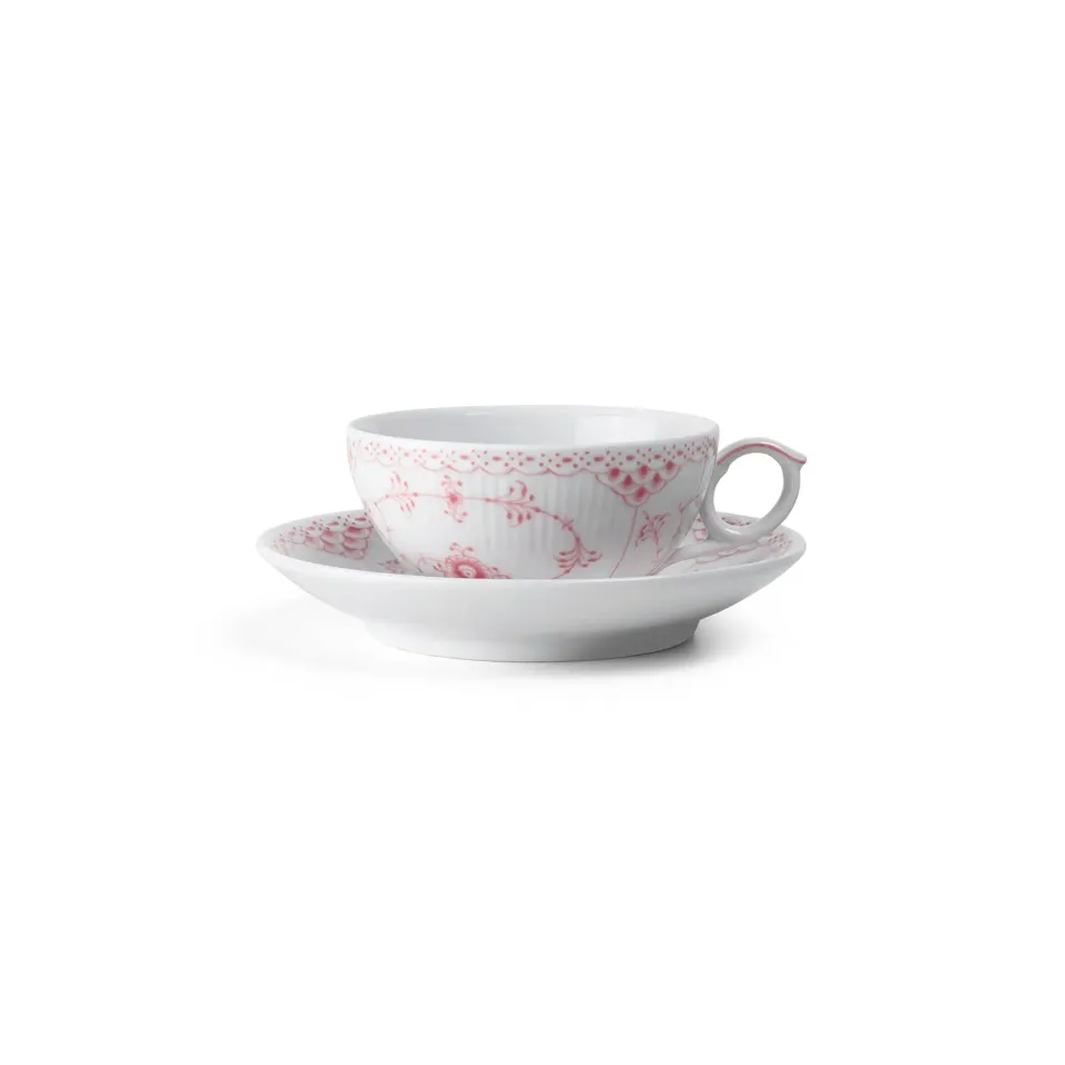 Kgl. Porcelæn Koral Halvblonde kop med underkop 20 cl koral