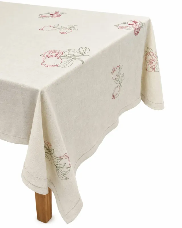 Les Ottomans EBT23 dug hør broderet floral