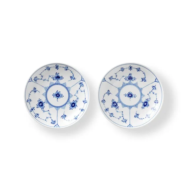 Kgl. Porcelæn Musselmalet Riflet skål 13 cm 2 stk håndmalet