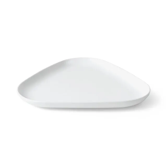 Kgl. Porcelæn Hvid Riflet fad trekantet 23 cm