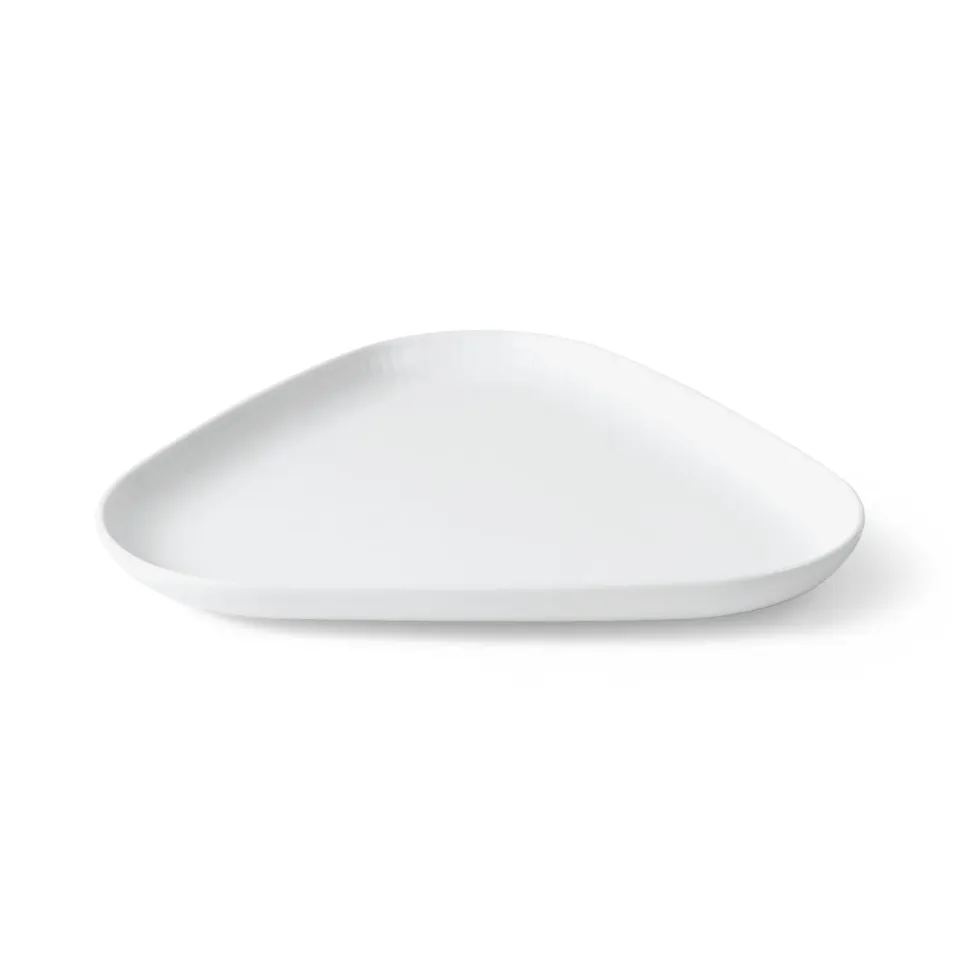 Kgl. Porcelæn Hvid Riflet fad trekantet 23 cm