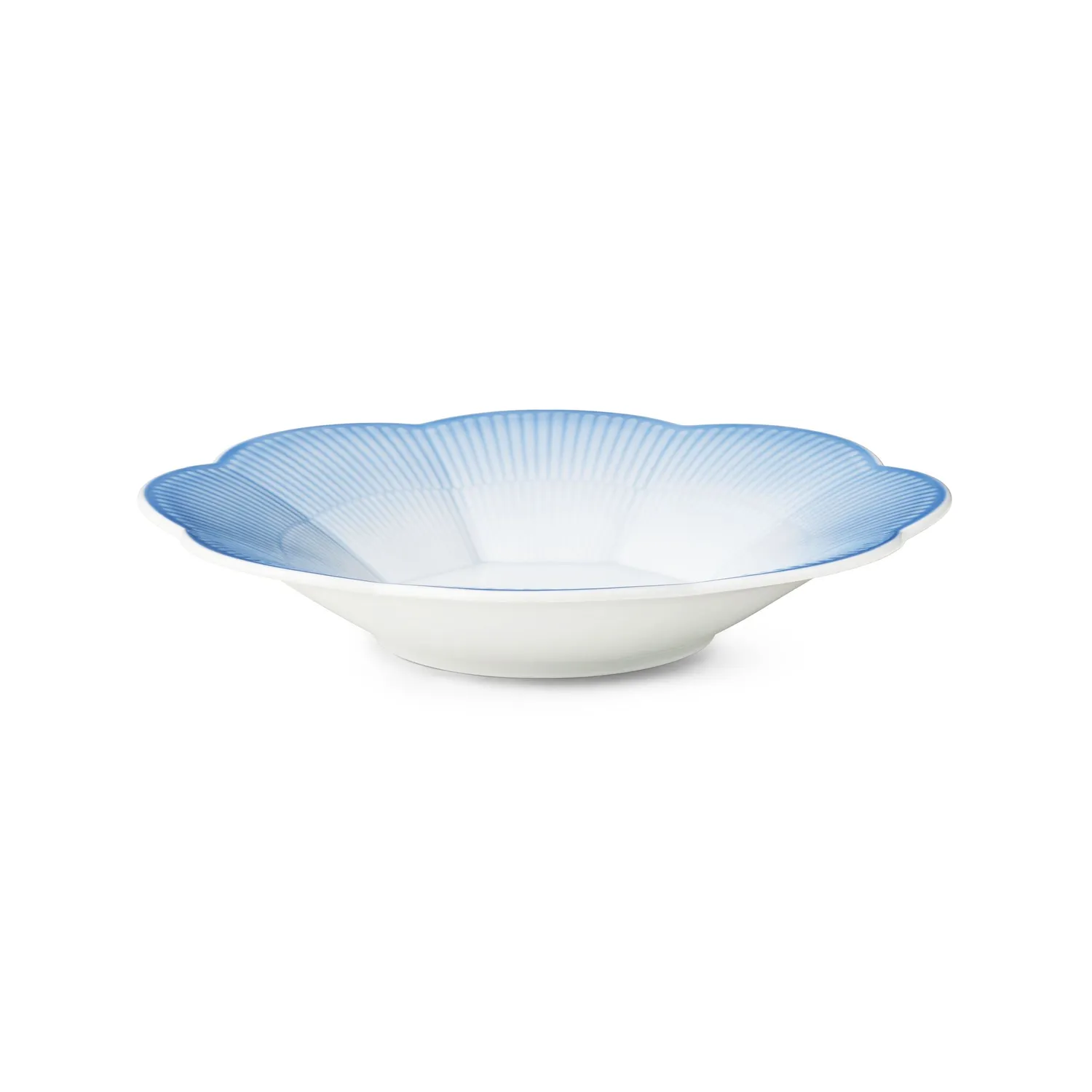 Kgl. Porcelæn Iris dyb skål 25 cm blomsterkant blå