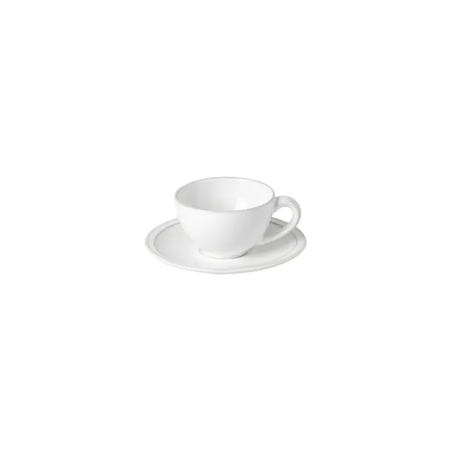 Costa Nova Friso kaffekop med underkop hvid stentøj