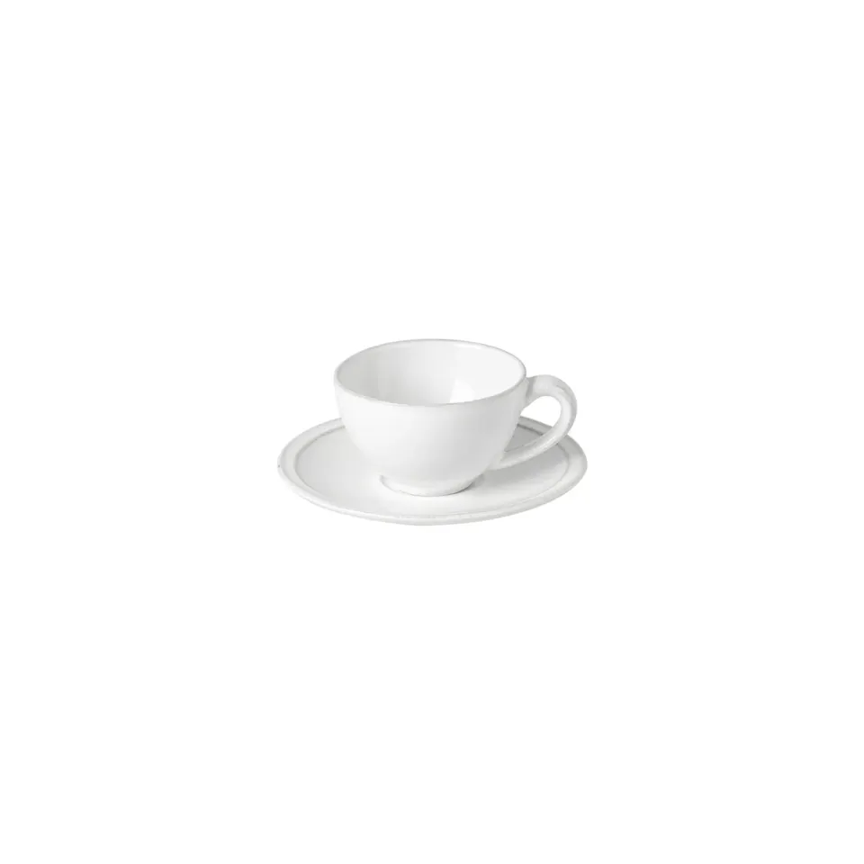 Costa Nova Friso kaffekop med underkop hvid stentøj