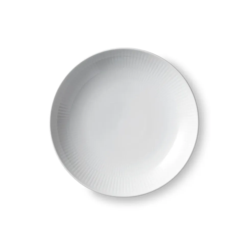 Kgl. Porcelæn Hvid Riflet tallerken coupe 20 cm hvid