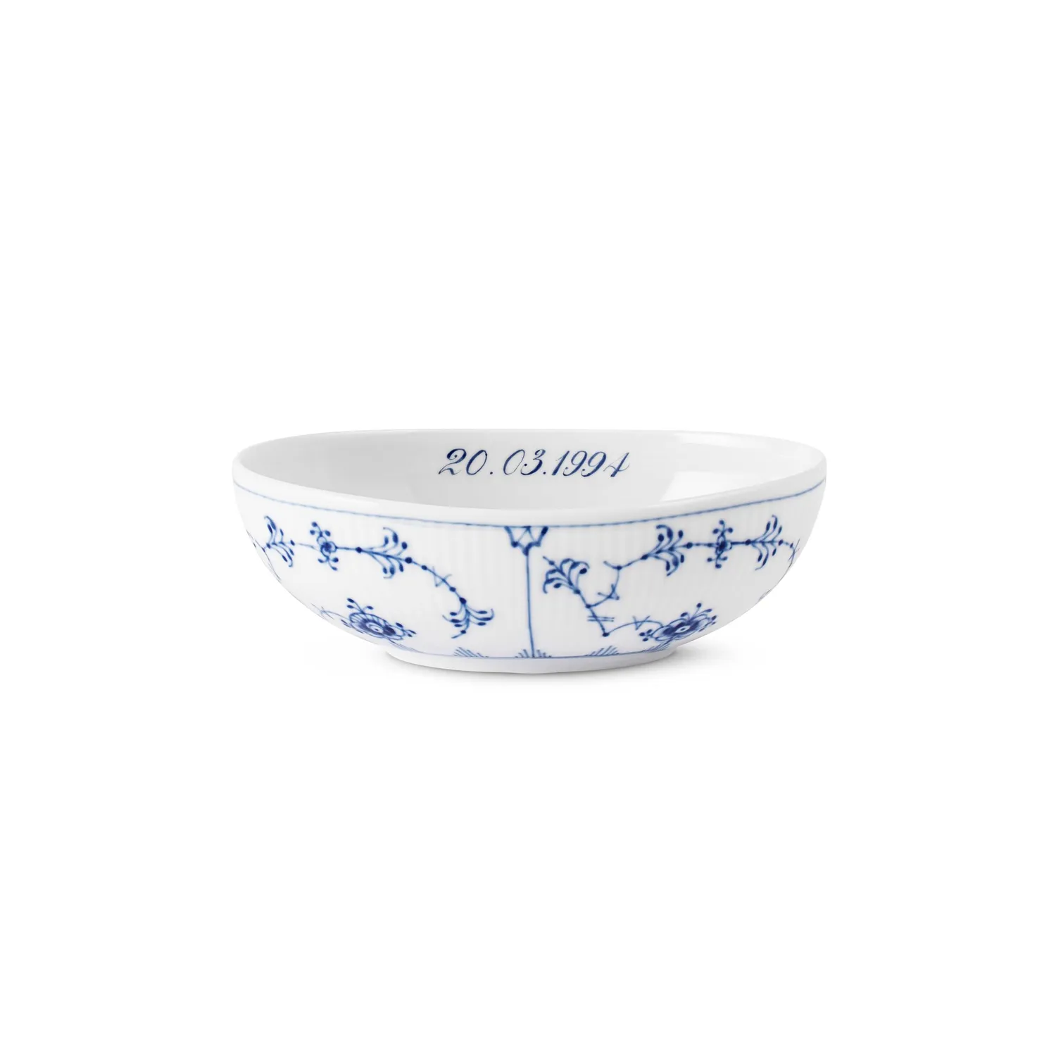 Royal Copenhagen Musselmalet Riflet oval skål 37 cl Bespoke håndmalet