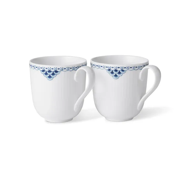 Kgl. Porcelæn Prinsesse kop 37 cl 2 stk håndmalet blonde