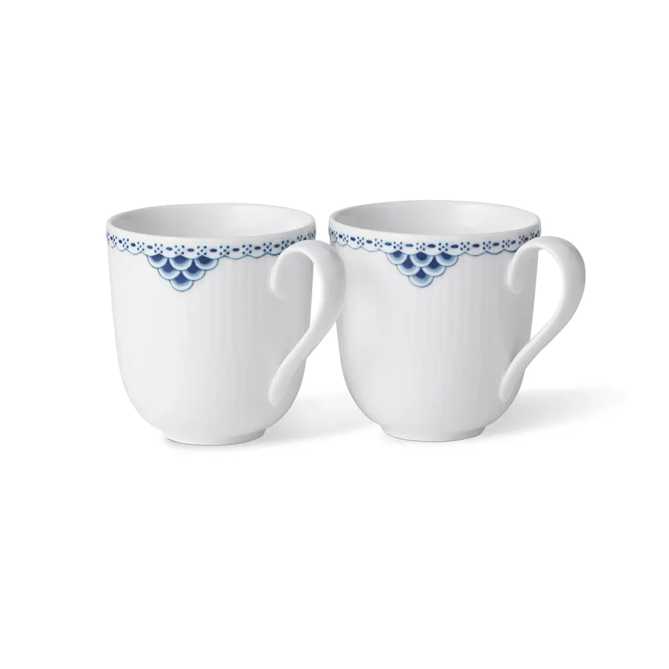 Kgl. Porcelæn Prinsesse kop 37 cl 2 stk håndmalet blonde