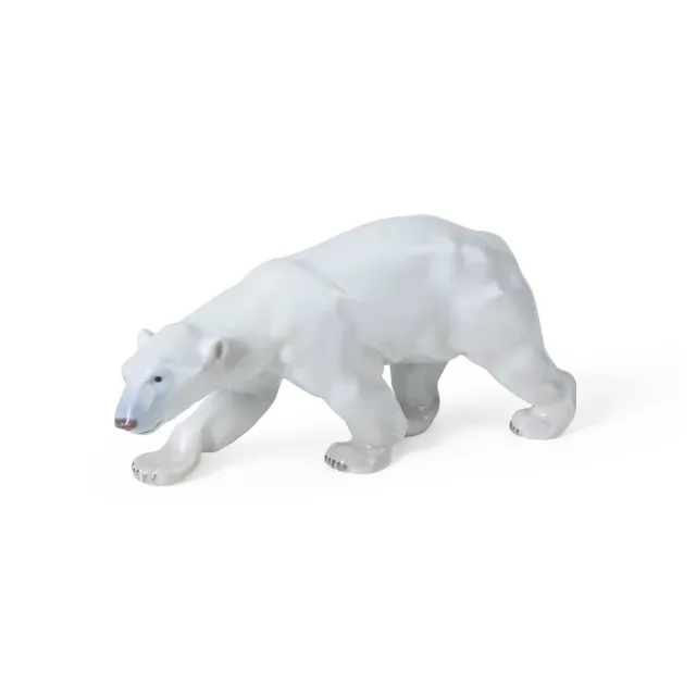 Kgl. Porcelæn figur gående isbjørn 14 cm hvid
