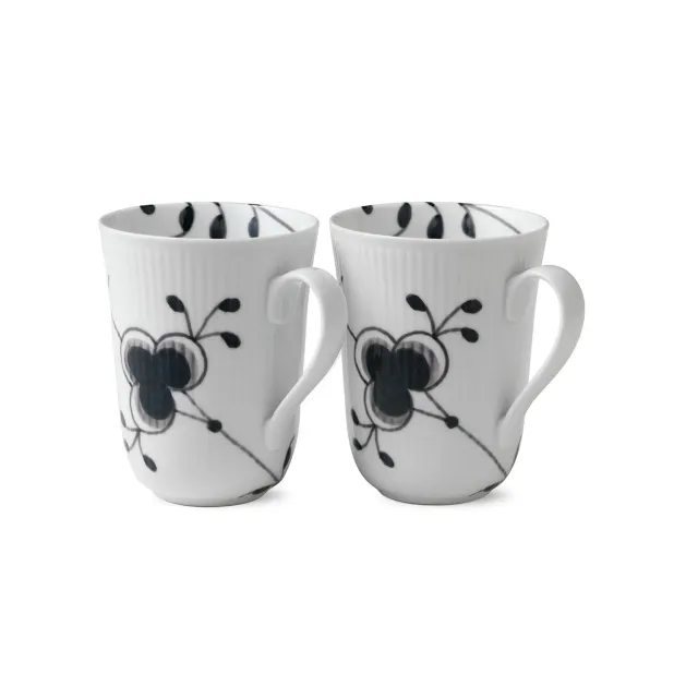 Kgl. Porcelæn Sort Mega Riflet kop 36 cl 2 stk stentøj