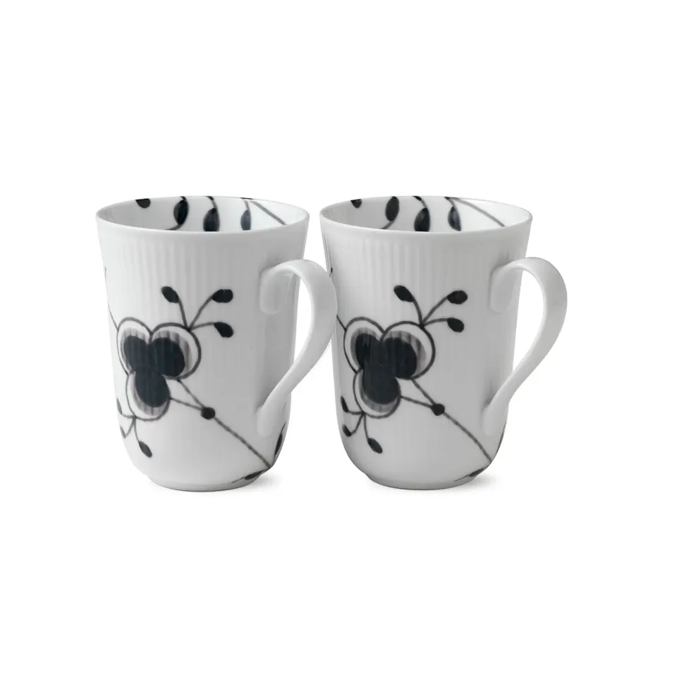 Kgl. Porcelæn Sort Mega Riflet kop 36 cl 2 stk stentøj
