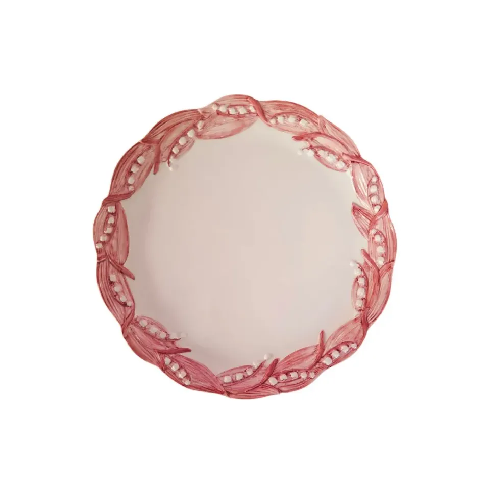 Les Ottomans Lily of the Valley tallerken rosa håndmalet